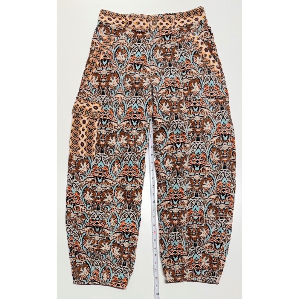 Anthropologie Paisley Leopard Print Cargo Barrel Pants Multi Color‎ Size 2